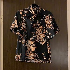 Joie High Neck Blouse with Cut-out Neck Detail